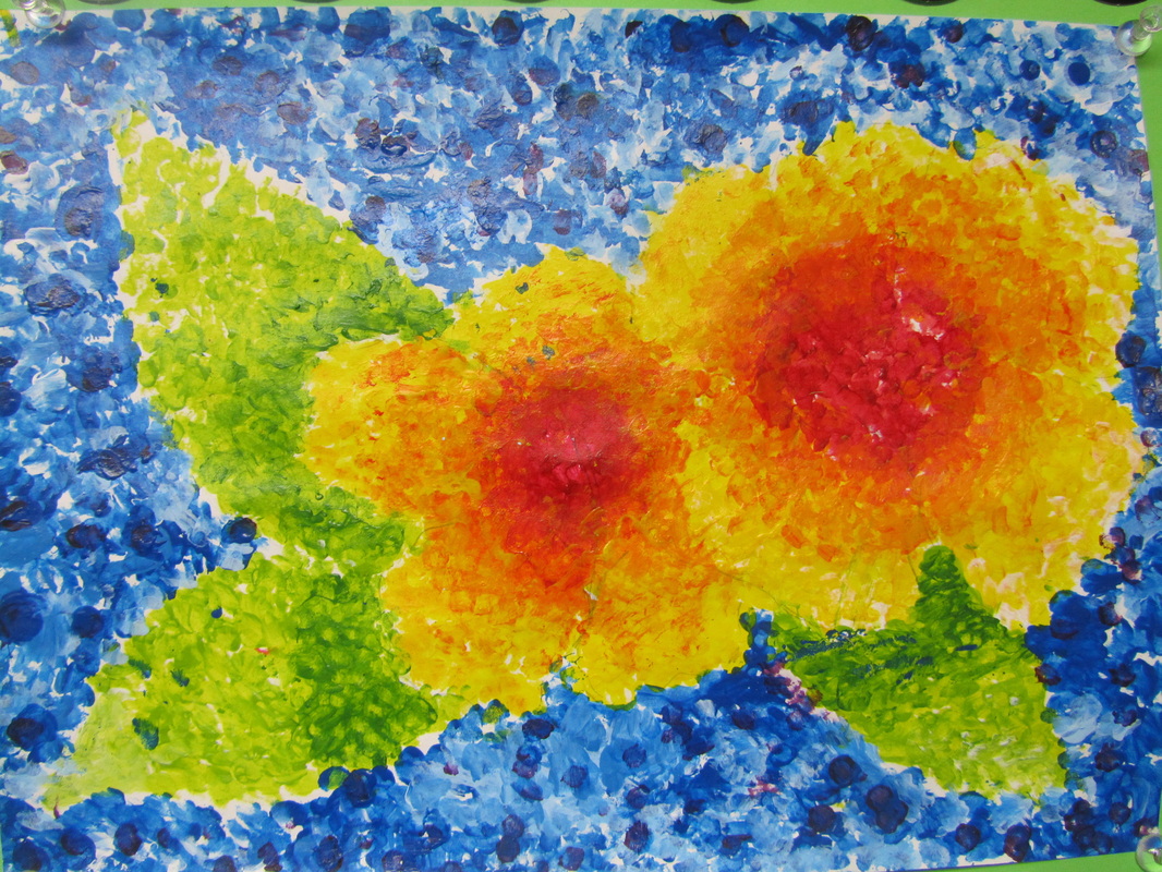 Pointillism Flower Painting